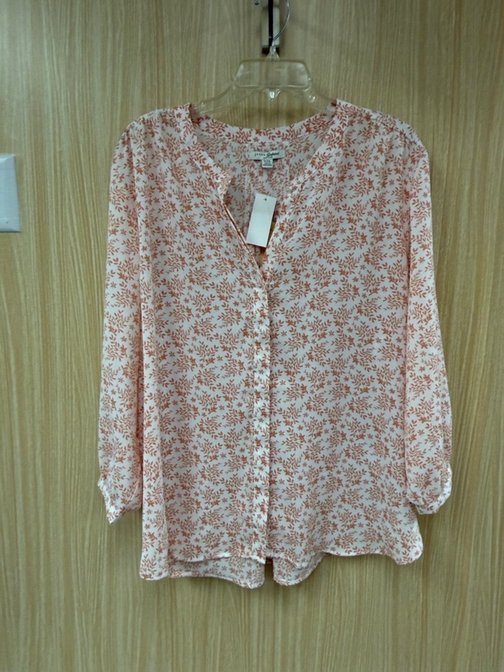 NWT Jach's Girlfriend White Print Blouse Size XXL